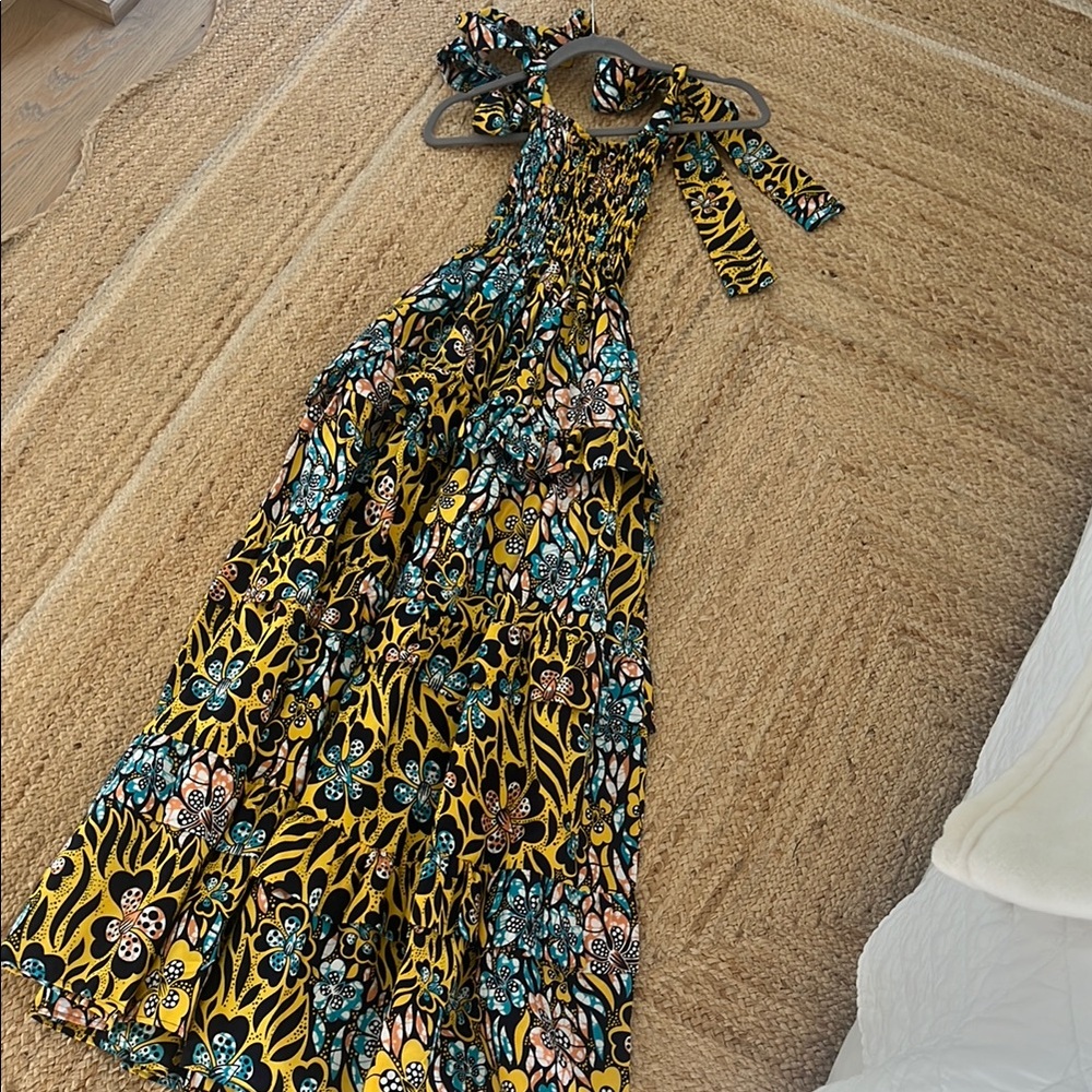 Floral Yellow and Blue Women's Dress